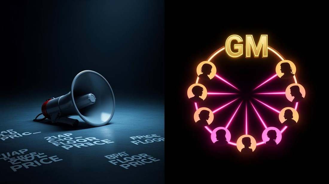 Lonely megaphone vs glowing GM community circle